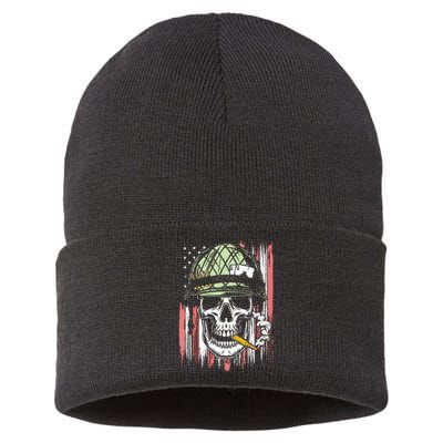 Smoking Brass Funny Skull Smoking Sustainable Knit Beanie