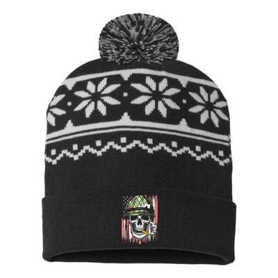 Smoking Brass Funny Skull Smoking USA-Made Snowflake Beanie