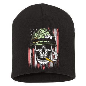 Smoking Brass Funny Skull Smoking Short Acrylic Beanie