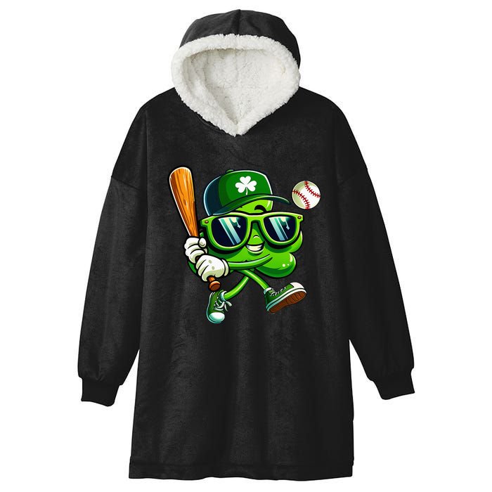 Shamrock Baseball Funny St Patricks Day Hooded Wearable Blanket