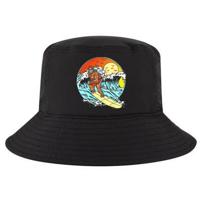 Surfing Bigfoot Funny Beach Sasquatch Surfer Waves Retro 80s Cool Comfort Performance Bucket Hat