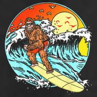 Surfing Bigfoot Funny Beach Sasquatch Surfer Waves Retro 80s Cool Comfort Performance Bucket Hat