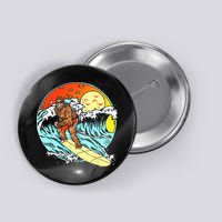 Surfing Bigfoot Funny Beach Sasquatch Surfer Waves Retro 80s Button