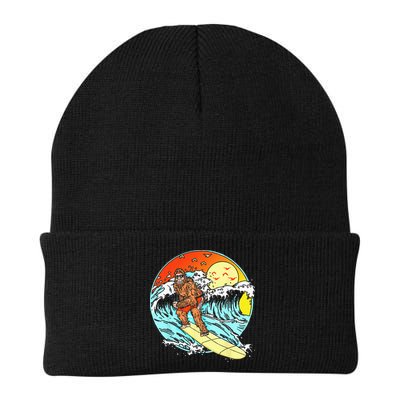 Surfing Bigfoot Funny Beach Sasquatch Surfer Waves Retro 80s Beanie
