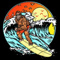 Surfing Bigfoot Funny Beach Sasquatch Surfer Waves Retro 80s 16 in Basic Backpack