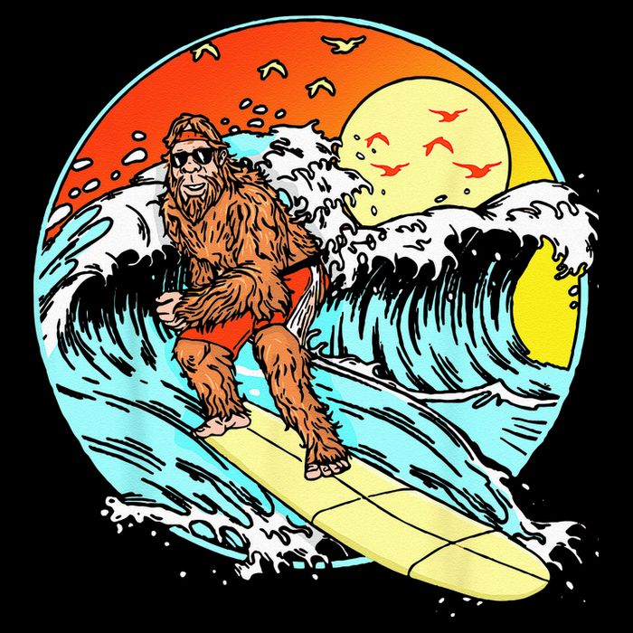 Surfing Bigfoot Funny Beach Sasquatch Surfer Waves Retro 80s 16 in Basic Backpack