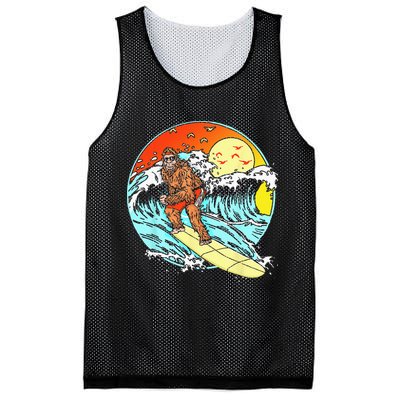 Surfing Bigfoot Funny Beach Sasquatch Surfer Waves Retro 80s Mesh Reversible Basketball Jersey Tank