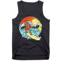 Surfing Bigfoot Funny Beach Sasquatch Surfer Waves Retro 80s Tank Top