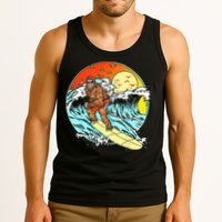 Surfing Bigfoot Funny Beach Sasquatch Surfer Waves Retro 80s Tank Top