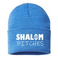 Shalom Bitches Funny Hebrew Jewish Gift Sustainable Knit Beanie