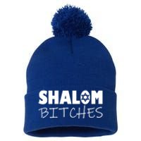 Shalom Bitches Funny Hebrew Jewish Gift Pom Pom 12in Knit Beanie