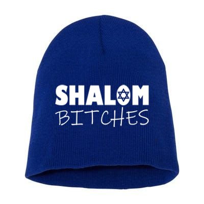 Shalom Bitches Funny Hebrew Jewish Gift Short Acrylic Beanie