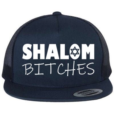 Shalom Bitches Funny Hebrew Jewish Gift Flat Bill Trucker Hat