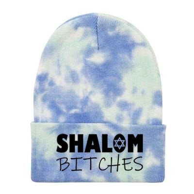 Shalom Bitches Funny Hebrew Jewish Gift Tie Dye 12in Knit Beanie