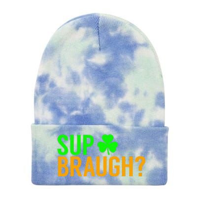 Sup Braugh Funny St Patricks Day Costume Pun Women Tie Dye 12in Knit Beanie