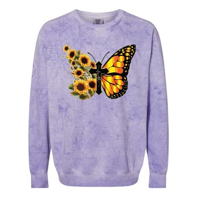 Sunflower Butterfly Faith Colorblast Crewneck Sweatshirt