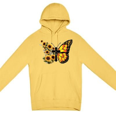 Sunflower Butterfly Faith Premium Pullover Hoodie