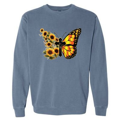 Sunflower Butterfly Faith Garment-Dyed Sweatshirt