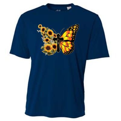 Sunflower Butterfly Faith Cooling Performance Crew T-Shirt