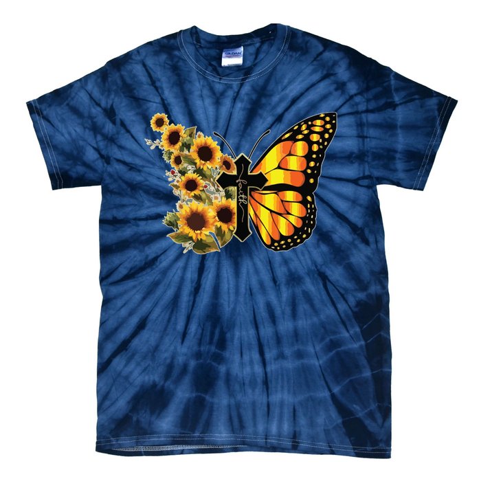 Sunflower Butterfly Faith Tie-Dye T-Shirt