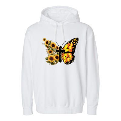 Sunflower Butterfly Faith Garment-Dyed Fleece Hoodie