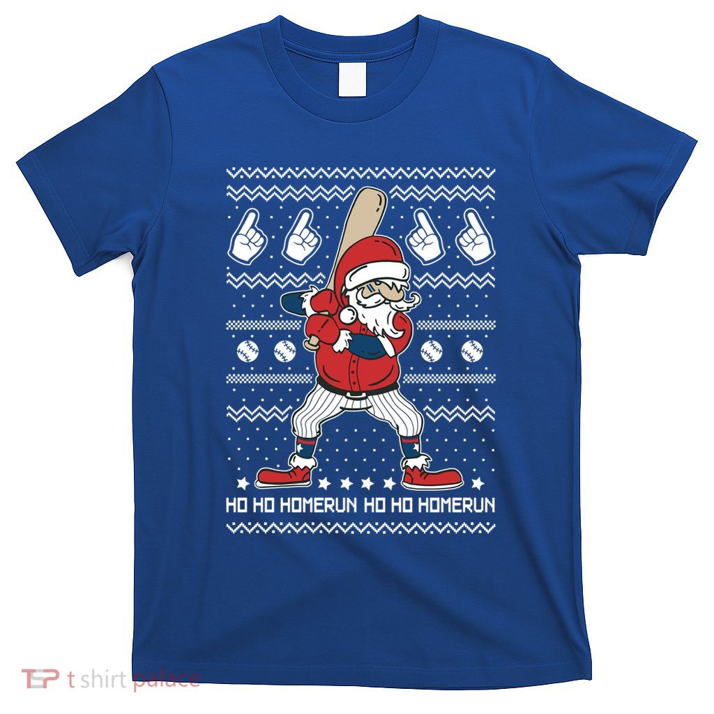 Santa Baseball Fan Home Run Funny Ugly Christmas Cute Gift T-Shirt