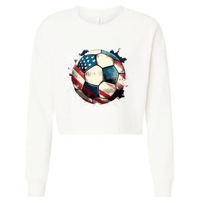 Soccer Ball Flag Hoodie Cropped Pullover Crew