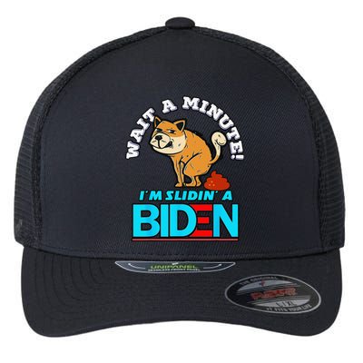 Slidin' Biden Funny Dog Trump Political Sarcasm Flexfit Unipanel Trucker Cap