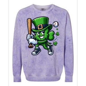 Shamrock Baseball Funny St Patricks Day Colorblast Crewneck Sweatshirt