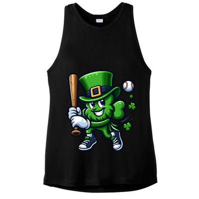 Shamrock Baseball Funny St Patricks Day Ladies PosiCharge Tri-Blend Wicking Tank