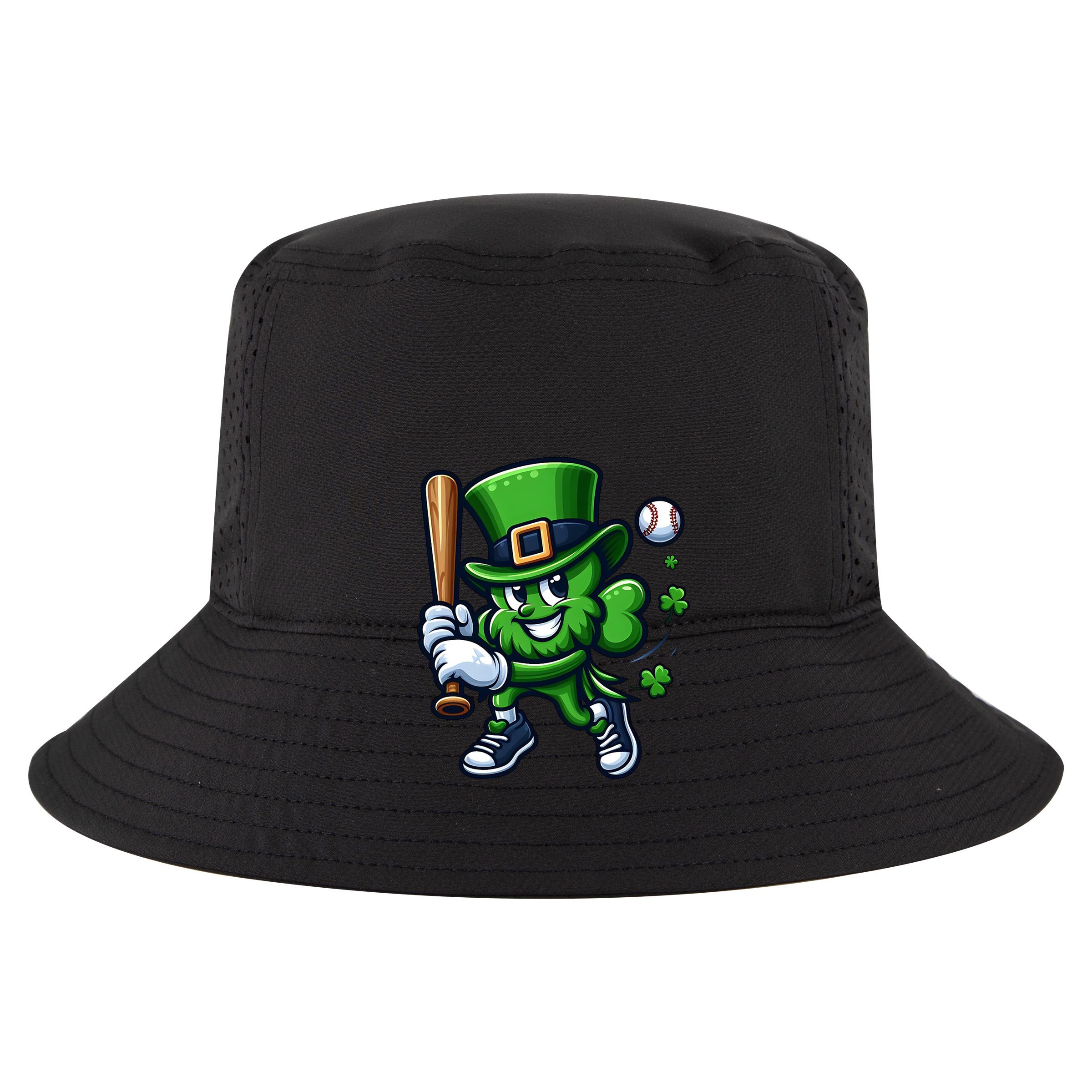 Shamrock Baseball Funny St Patricks Day 7 Panel Mesh Trucker Snapback Hat