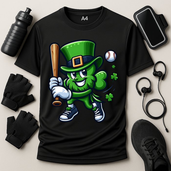 Shamrock Baseball Funny St Patricks Day Cooling Performance Crew T-Shirt
