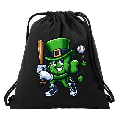 Shamrock Baseball Funny St Patricks Day Drawstring Bag