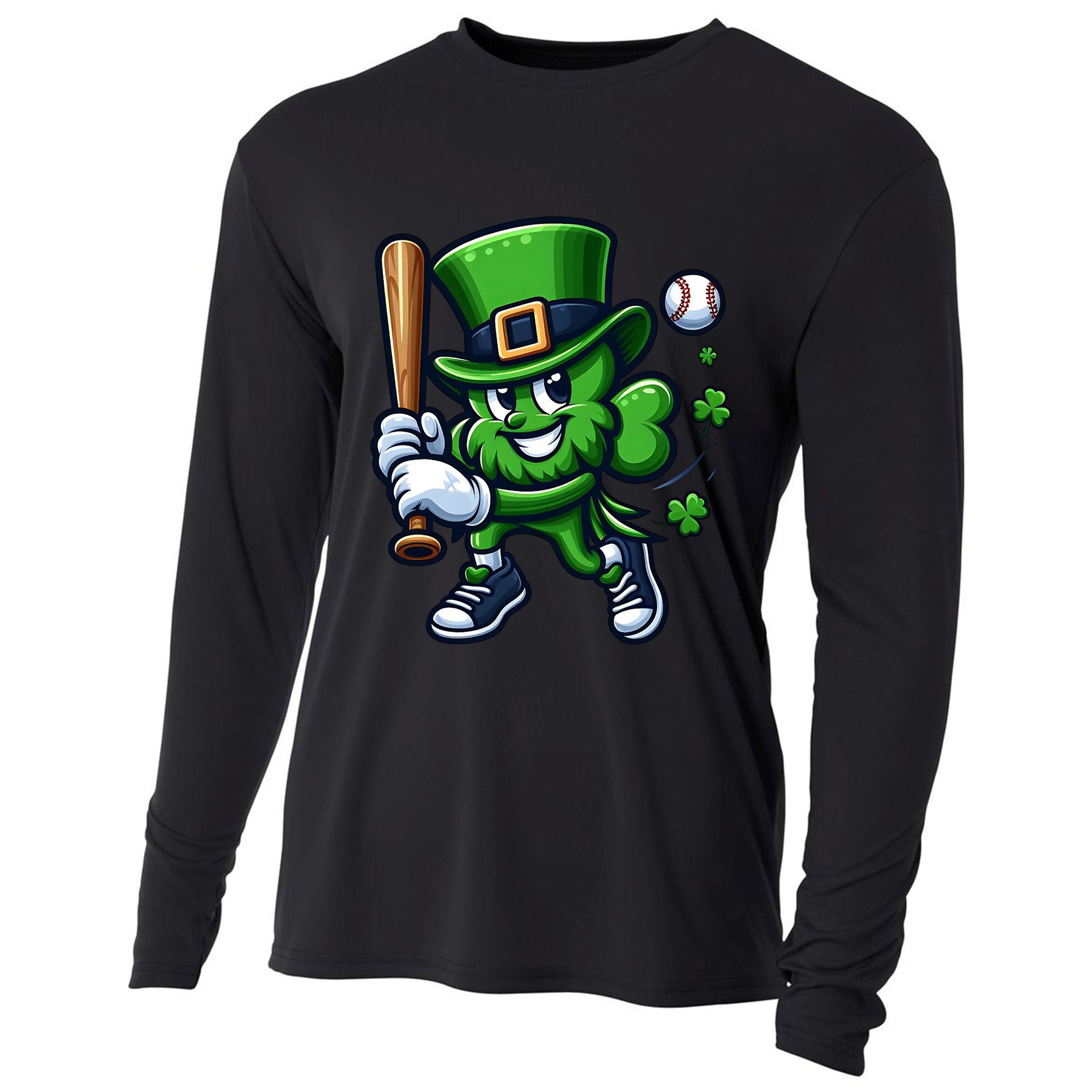 Shamrock Baseball Funny St Patricks Day Cooling Performance Long Sleeve Crew