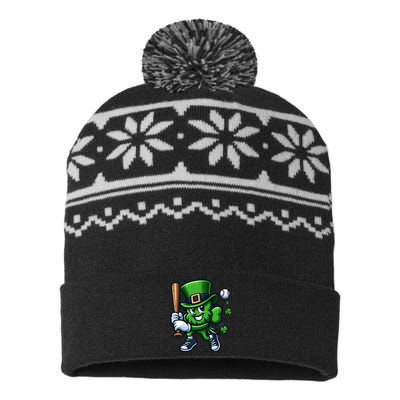 Shamrock Baseball Funny St Patricks Day USA-Made Snowflake Beanie