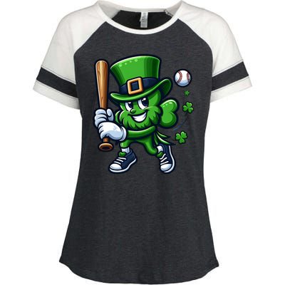 Shamrock Baseball Funny St Patricks Day Enza Ladies Jersey Colorblock Tee