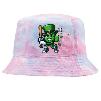 Shamrock Baseball Funny St Patricks Day Tie-Dyed Bucket Hat