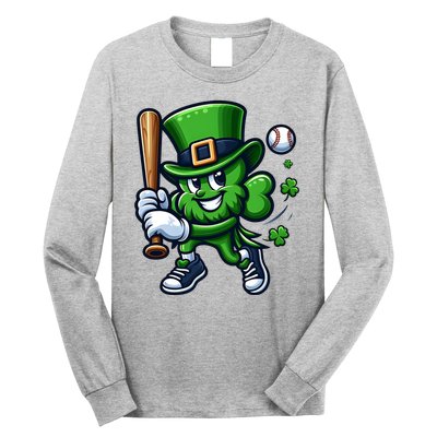 Shamrock Baseball Funny St Patricks Day Long Sleeve Shirt
