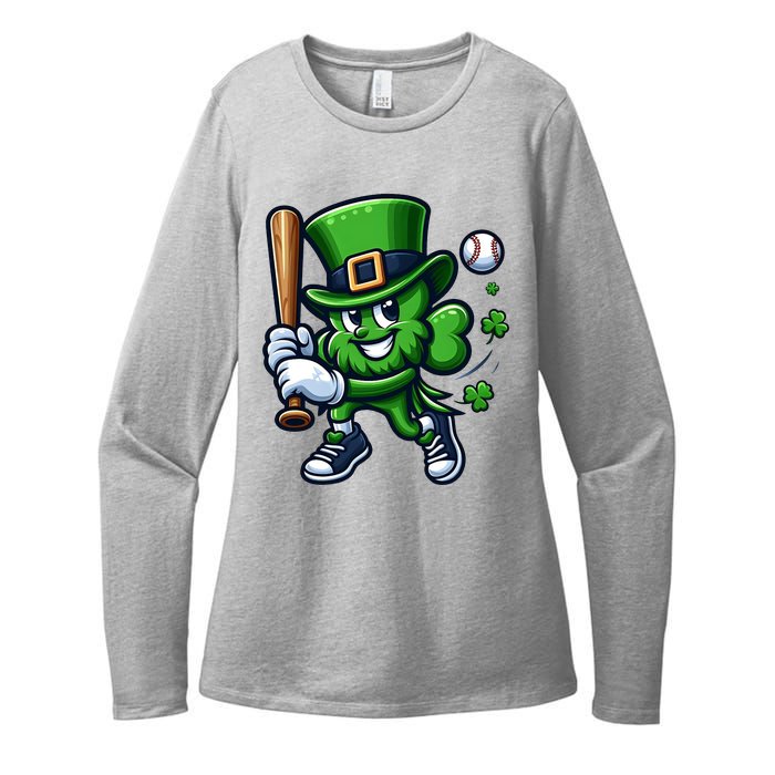 Shamrock Baseball Funny St Patricks Day Womens CVC Long Sleeve Shirt