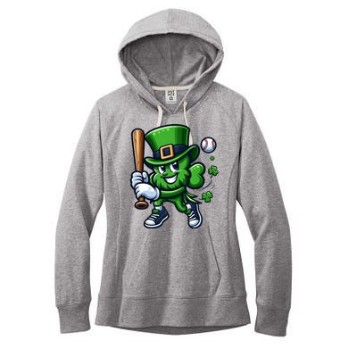 Shamrock Baseball Funny St Patricks Day Women's Fleece Hoodie