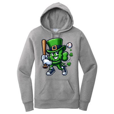 Shamrock Baseball Funny St Patricks Day Women's Pullover Hoodie