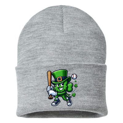 Shamrock Baseball Funny St Patricks Day Sustainable Knit Beanie