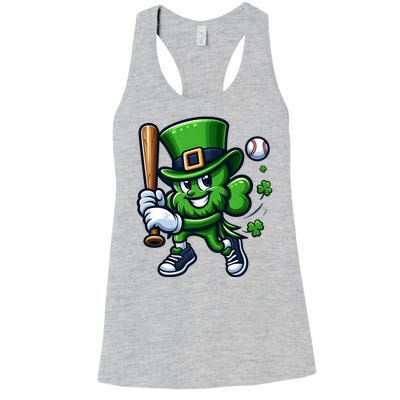 Shamrock Baseball Funny St Patricks Day Women's Racerback Tank