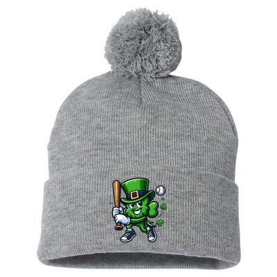 Shamrock Baseball Funny St Patricks Day Pom Pom 12in Knit Beanie