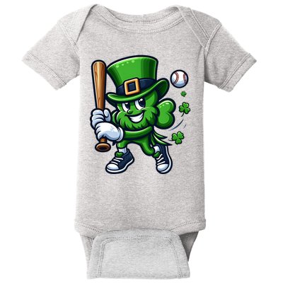 Shamrock Baseball Funny St Patricks Day Baby Bodysuit