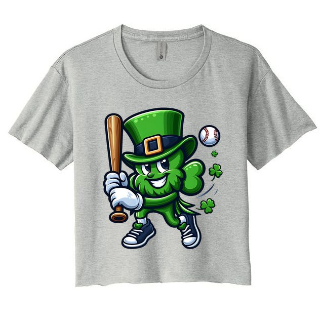 Shamrock Baseball Funny St Patricks Day Crop Top