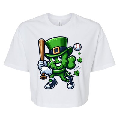 Shamrock Baseball Funny St Patricks Day Bella+Canvas Jersey Crop Tee