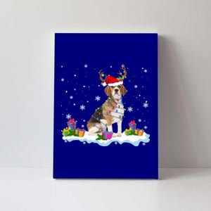 Santa Beagle Funny Lights Santa Reindeer Dog Lover Xmas Cute Gift Canvas