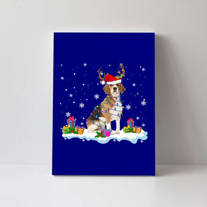 Santa Beagle Funny Lights Santa Reindeer Dog Lover Xmas Cute Gift Canvas