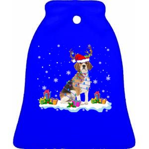 Santa Beagle Funny Lights Santa Reindeer Dog Lover Xmas Cute Gift Ceramic Bell Ornament